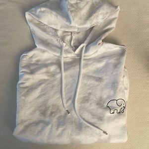 ivory ella, white and gray sweatshirt